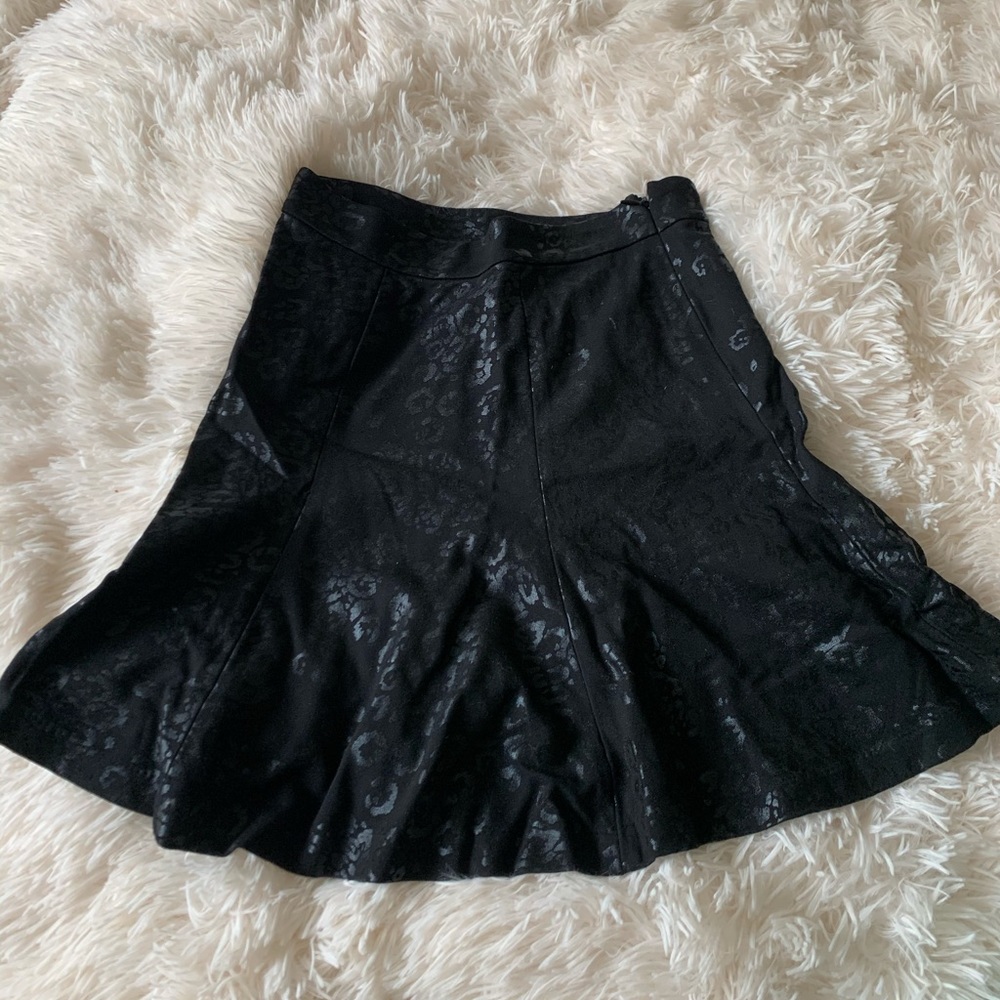 Barney’s Black Leopard Print Skirt Xsmall